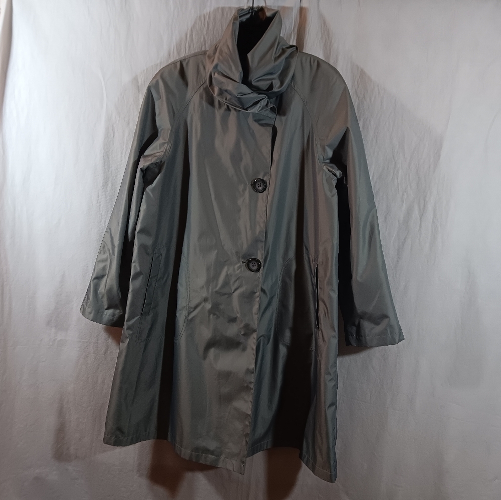 Portrait Womens Medium Dress Coat Gathered Collar A-line Knee Length